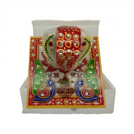 Meenakari Work Lord Ganesh Marble Pooja Chowki